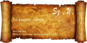 Szinger Uros névjegykártya